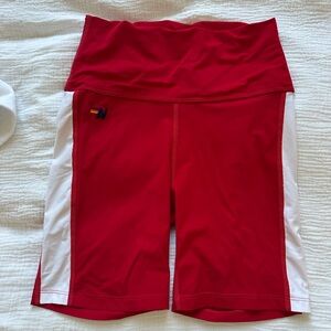 Aviator Nation Red and White Bike Shorts